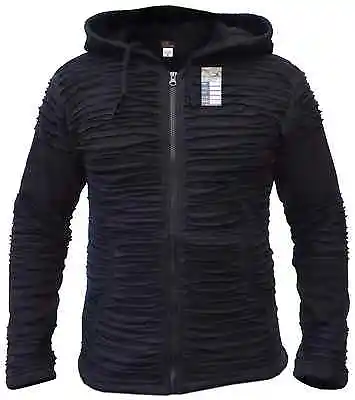 Buy Men Cotton Razor Cut Slash Black Goth Hippie Festival Pixie Hood Winter Jacket  • 39.99£