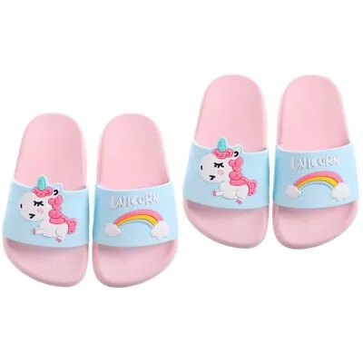 Buy  2pcs Cartoon Unicorn Pattern Slipper Anti Children Slippers For Boy Girl (Pink • 15.71£