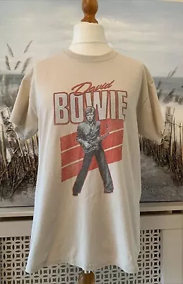 Buy Vintage DAVID BOWIE T Shirt Size M Unisex Beige Great Condition • 9.90£
