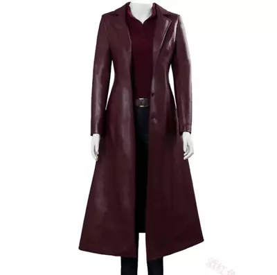 Buy New Steampunk Women Long Leather Jacket Trench Coat Motor Biker Slim Overcoat • 38.39£