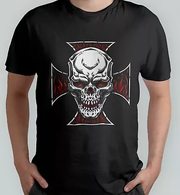 Buy Skull Cross Fire Halloween Design T-Shirt • 12£