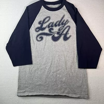 Buy Lady A Adult Large Raglan 3/4 Sleeve Graphic Print T-Shirt Blue Gray Tour Tee • 13.91£