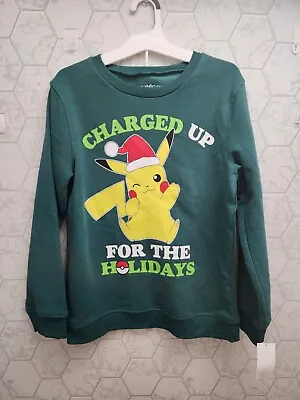 Buy Nwt Boys Pokemon Christmas Graphic Fleece Sweatshirt, Size L 10-12 • 16.21£