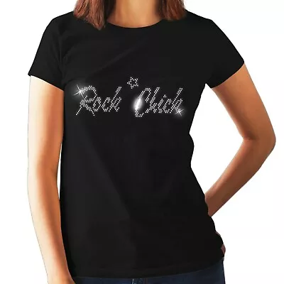Buy Rock Chick Ladies Fitted T Shirt -60s 70s 80s Crystal Rhinestone Design ALL SIZE • 10.99£