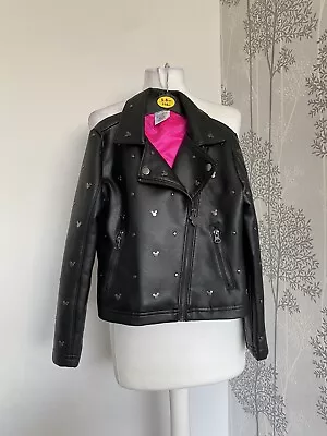Buy Disney Store Girls Faux Leather Biker Jacket Mickey Mouse Studs Age 5/6 • 14.99£