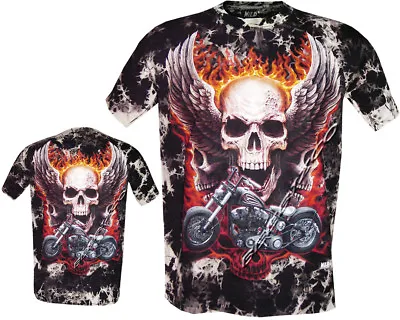 Buy Ghost Rider Skull Motorbike Motorcycle Glow In The Dark Biker Tye Dye T-Shirt • 13.99£