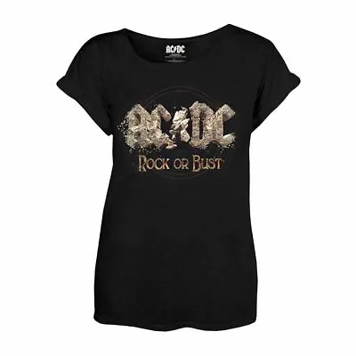 Buy Women's AC/DC Rock Or Bust Black Fitted T-Shirt • 18.95£