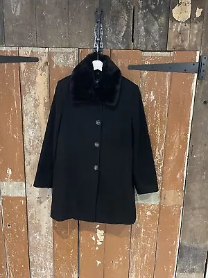Buy Vanity Jacket Coat Black Collared Detachable Faux Fur Trim Women's 32 • 18.99£