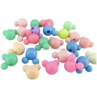 Buy 10mm 12mm 15mm Spring Coloured Mickey Mouse Style Acrylic Beads/jewellery Making • 1.99£