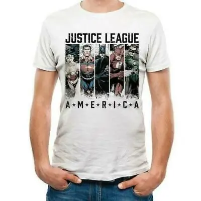Buy T-shirt Justice League Comics America Silhouette White • 14.99£