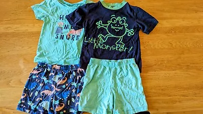 Buy 2 Short Summer Pyjamas Sets Size Age 4-5 Years PJs Boys Monster Dinosaur  • 2.99£