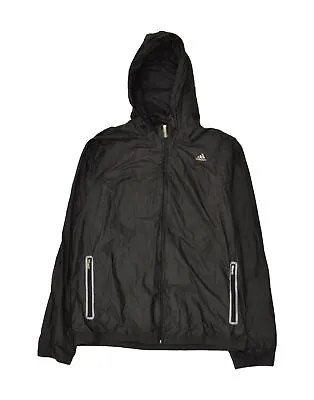 Buy ADIDAS Mens Hooded Rain Jacket UK 40 Large Black Polyurethane AR01 • 22.77£