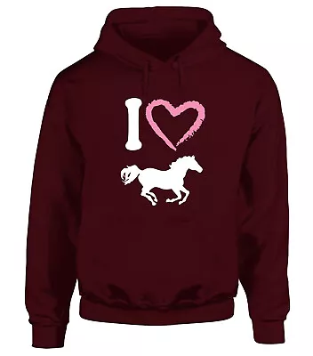 Buy Womens I Heart Horse Riding Hoodie Horses Equestrian Hoody Ladies Present Gift • 19.99£