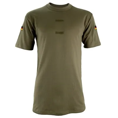 Buy German Army/Bundeswehr Style Tropical T-Shirt With Flag Patches - OD- Brand New • 15.95£