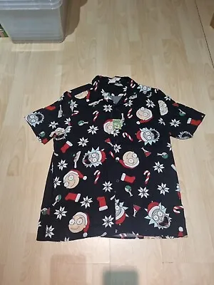 Buy Rick And Morty Character Print Christmas Shirt Rick & Morty Hawaiian Mens L • 17.08£