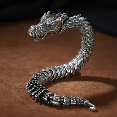 Buy Unique Vintage 3D Handmade Dragon Bracelet Gothic Jewelry Hip Hop Bangle For Men • 13.72£