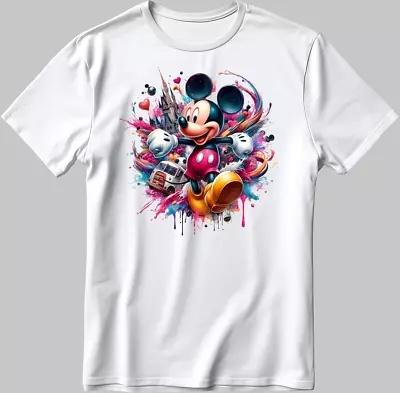 Buy Disney Mickey Mouse Short Sleeve White-Black Men's / Women's T Shirt U107 • 10£