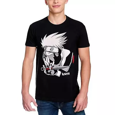 Buy Naruto Men's T-Shirt Kakashi Hatake Cotton Black L Black • 19.92£