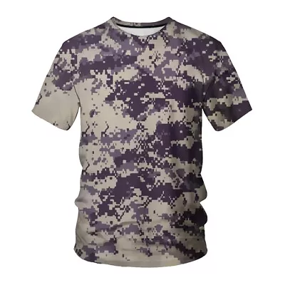 Buy Mens Camo T Shirt Camouflage Army Combat Military Short Sleeve Sports Gym Tops • 7.59£