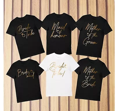 Buy Hen Night Party T Shirts  Metallic Rose Gold - Bride, Bride Tribe, Bridesmaid. • 9.99£