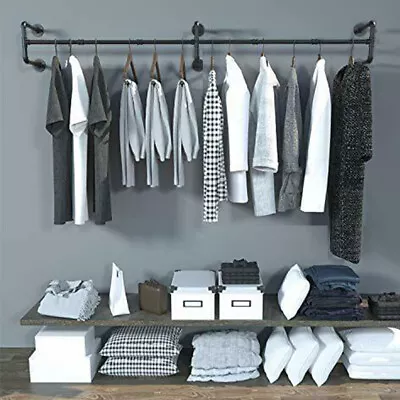 Buy 184 CM Industrial Pipe Clothing Rack Wall Mounted Clothes Rail Hanging Rack UK • 26.89£