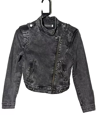 Buy MINT VELVET Grey Acid Wash Denim Biker Jacket UK Size 6 Great Condition  • 24.99£