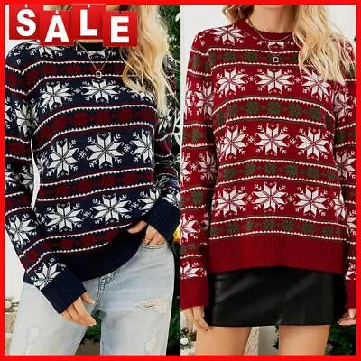 Buy Women Knitted Jumper Long Sleeve Holiday Party Jumper Simple Elastic Sweater Top • 14.87£