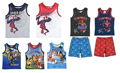 Buy Kids Boys Spiderman Captain America Paw Patrol Marvel Vests T-Shirts Short Sets • 6.99£