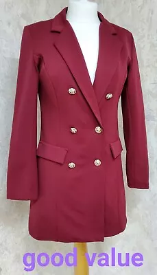 Buy Unknown Brand Womens Long Blazer / Jacket UK Size 8 Burgundy  Colour • 5£