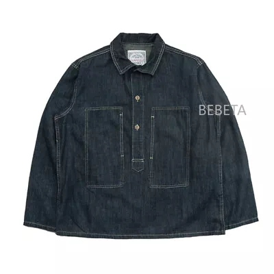 Buy 1920s Vintage US Army Blue Denim Coat Work Uniforms Punk Pullover Shirt Jacket • 46.80£
