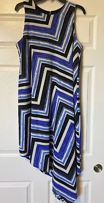 Buy Women's Apt. 9 Black Blue & White Asymmetrical-Hem Shift Dress Size Large EUC • 14.20£