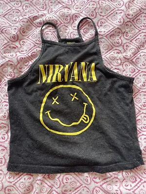 Buy Nirvana Vest Strappy Top Rock Grunge Band T Shirt Ladies Sz 8 Kurt Cobain Tank • 12.95£