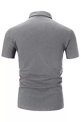 Buy STTLZMC Mens Casual Short Sleeve Polos With Fashion Plaid Splice T-Shirt,Dark Gr • 17.84£