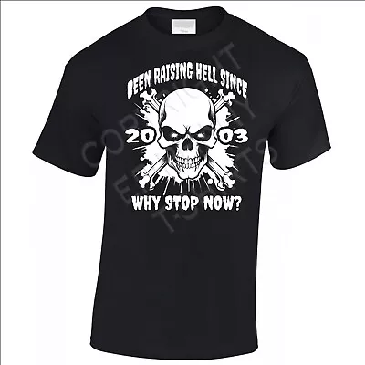 Buy Men's 21st Birthday T-Shirt Gift Raising 2003 Classic Design Skulls Head Rocker • 13.99£