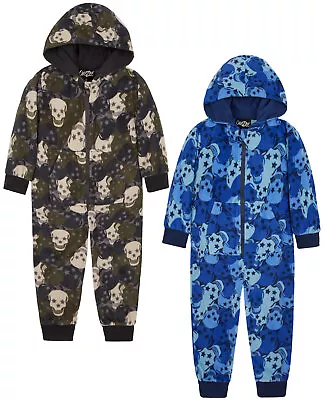 Buy Boys Jumpsuit Pyjama New Star Skulls Fleece All In One Age 2 3 4 5 6 Years • 8.99£