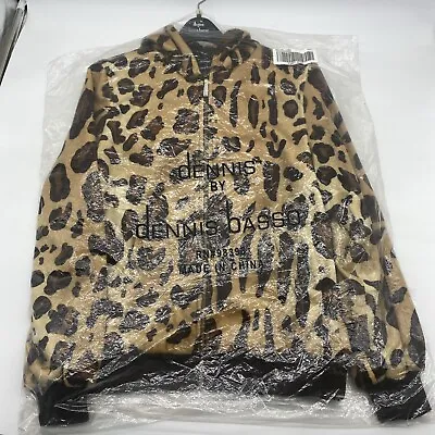 Buy Dennis Basso Women’s Large Leopard Print Faux Fur Full Zip Pockets Hooded Jacket • 47.36£