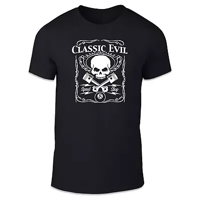 Buy Classic Evil Adult Unisex T Shirt - Skull Piston Custom Car Bike • 12.95£