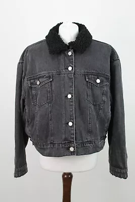 Buy MISSGUIDED Sherpa Denim Grey Jacket Size Uk 16 • 20£