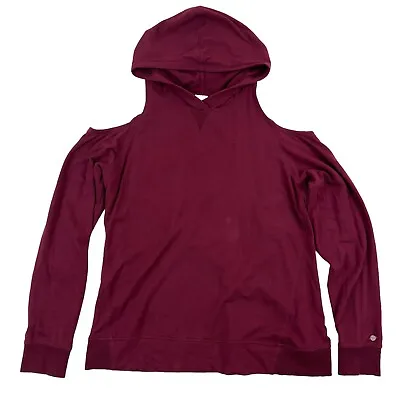 Buy CALIA CRIMSON TREK Cold Shoulder Top Hoodie Sweatshirt Long Sleeve Sz L Stretch • 23.74£