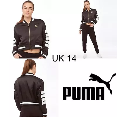 Buy Womans Bomber Jacket Puma Size UK 14 Coat Womens Female Girls Black BNWT NEW • 24.99£