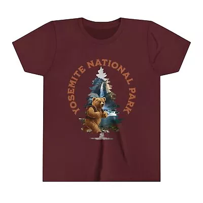 Buy Hike Yosemite Bear Youth Short Sleeve T-Shirt Waterfall National Park Tee • 15.75£