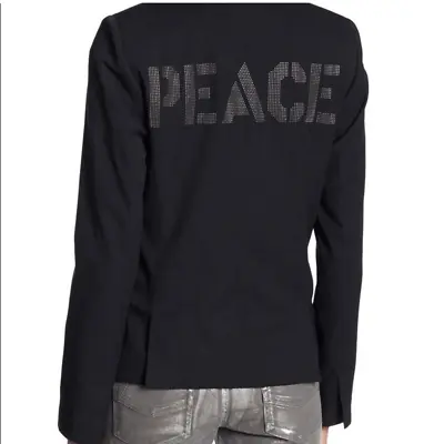 Buy Zadig & Voltaire Peace Blazer Womens 34 XS Gray Embellished Studded Punk Rock • 140.33£
