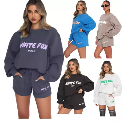 Buy 2Pcs White Fox Boutique  Ladies Hoodies Tracksuit Sets Sweatshirt Shorts UK • 16.99£