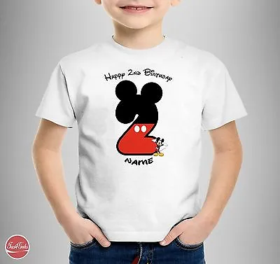 Buy Mickey Mouse Personalised T-SHIRT Girls Kids Happy Birthday 1st 2nd 3rd 4th 5th • 8.99£