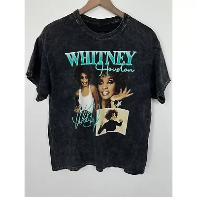 Buy Whitney Huston T-Shirt Women Large Black Acid Washed Graphic Tee • 18.84£