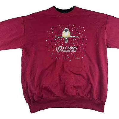 Buy Vintage Ladies Sweatshirt Winter Birds Let It Snow Graphic Christmas Jumper L • 12.95£
