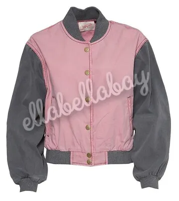 Buy TOPSHOP UNIQUE Pink Grey Denim Contrast Bomber Jacket 80s Vintage Retro UK10 12 • 89.99£