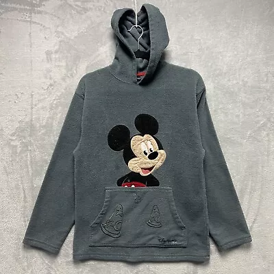 Buy Disney Mickey Mouse Fleece Hoodie Womens Medium Grey Pullover Embroidered 90s • 12.31£