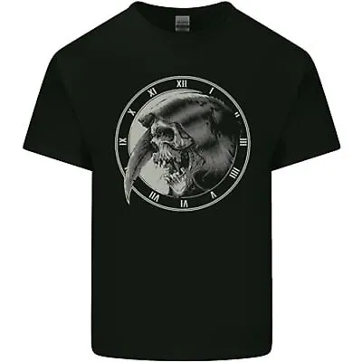 Buy Grim Reaper Clock Skull Biker Gothic Demon Mens Cotton T-Shirt Tee Top • 10.99£