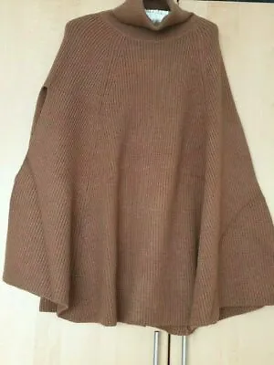 Buy Zara Brown Knit Turtleneck Cape Roll Neck Sleeveless Poncho Bnwt  Sizes M • 24.99£